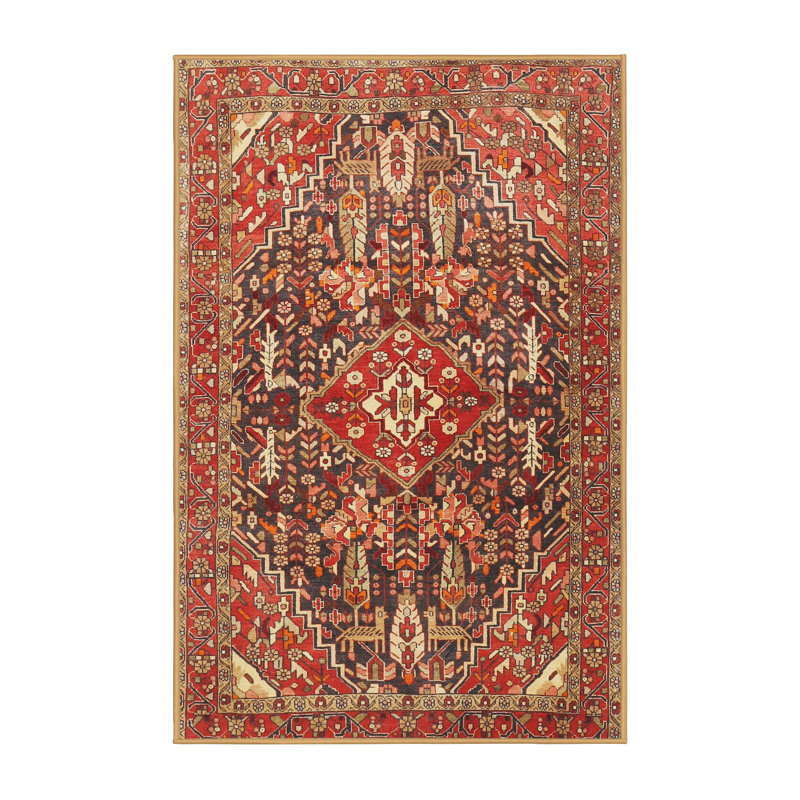 Tapis 100% traditionnel lavable à la machine 3789, Rectangle 8 pi x 12 pi