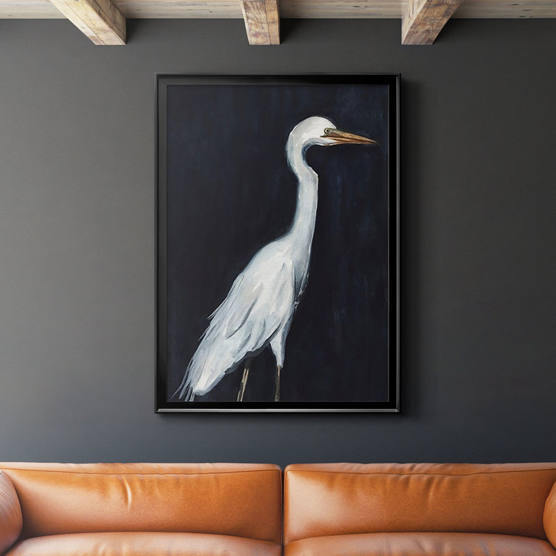 Calm Great Egret II - impression d'un seul cadre photo, Noir, H 30,5 po x l 22,5 po x P 1 po