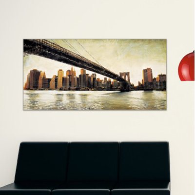 Brooklyn Bridge View by Daniels - Single Picture Frame Print on MDF