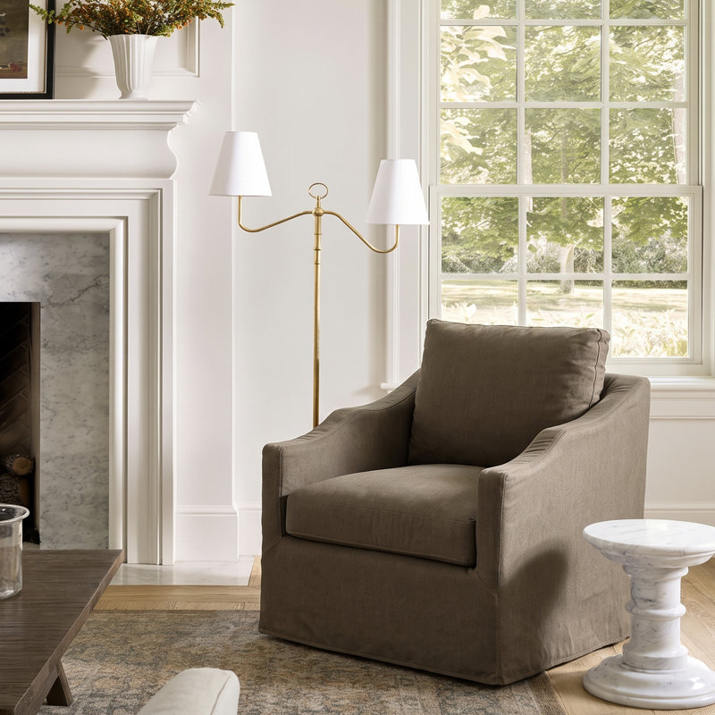 Fauteuil demi-tonneau pivotant rembourré de 28 po de largeur, Brun