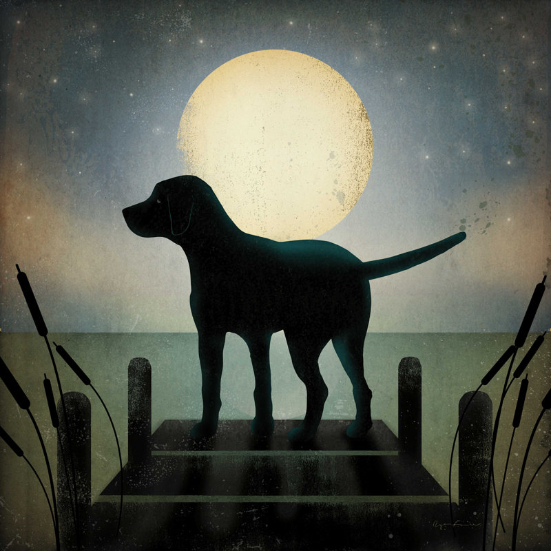 "Moonrise Black Dog" by Ryan Fowler Wrapped Canvas Print , 20" H x 20" W