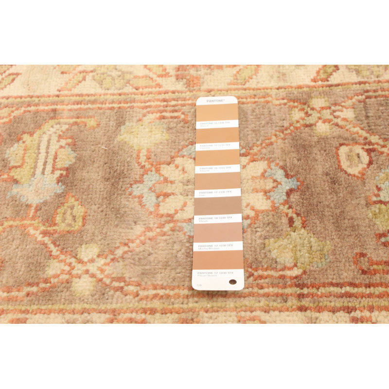 Tapis décoratif en laine brun clair de conception unique 8 pi 10 po x 13 pi 2 po Deyaneira noué à la main