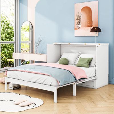 Lit escamotable en bois avec grands tiroirs Cashlyn