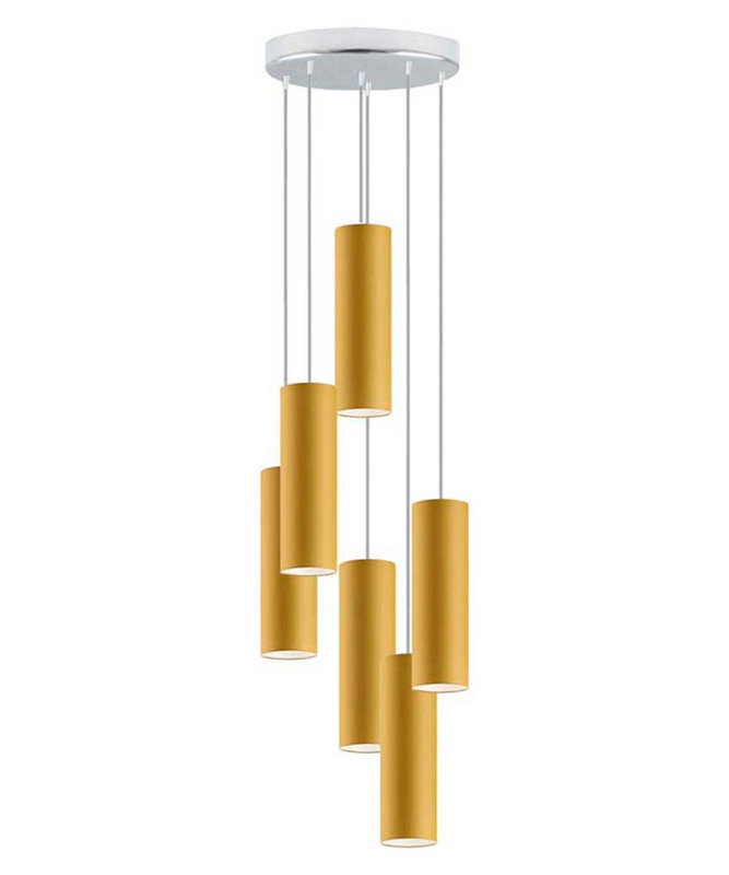 Denegal 6 - Light Cluster Pendant, Yellow, Silver