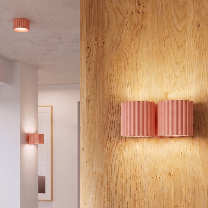 Aura Aluminium Flush Mounted Sconce, 21x12x10 cm, Peach, 2 Lights