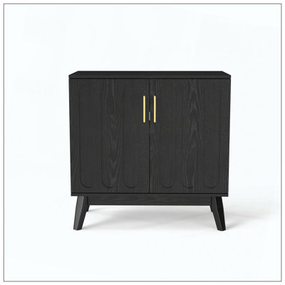 Armoire Mid-Century moderne cannelée avec tablettes réglables et pieds en bois massif, armoire avec rangement, armoire de rangement pour salon, entrée, couloir, salle à manger, cuisine