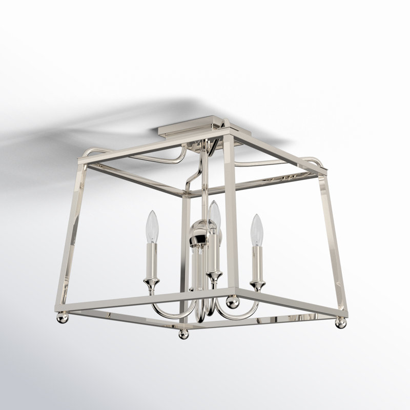 Plafonnier semi-encastré 4 lumières 16 po, Nickel