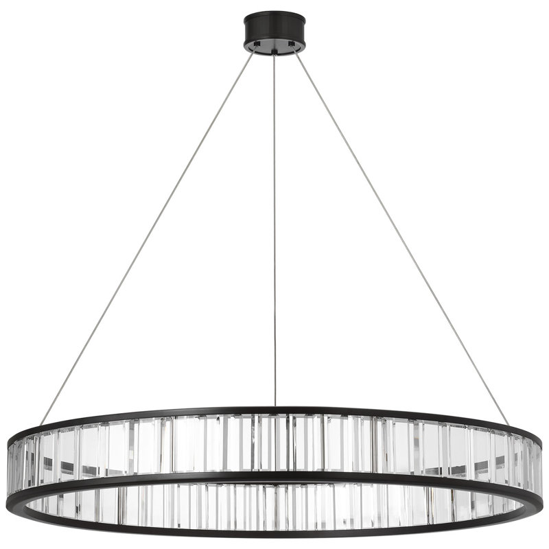 Chapman & Myers Iterna 40" Ring Chandelier with Alabaster, Modern Iron