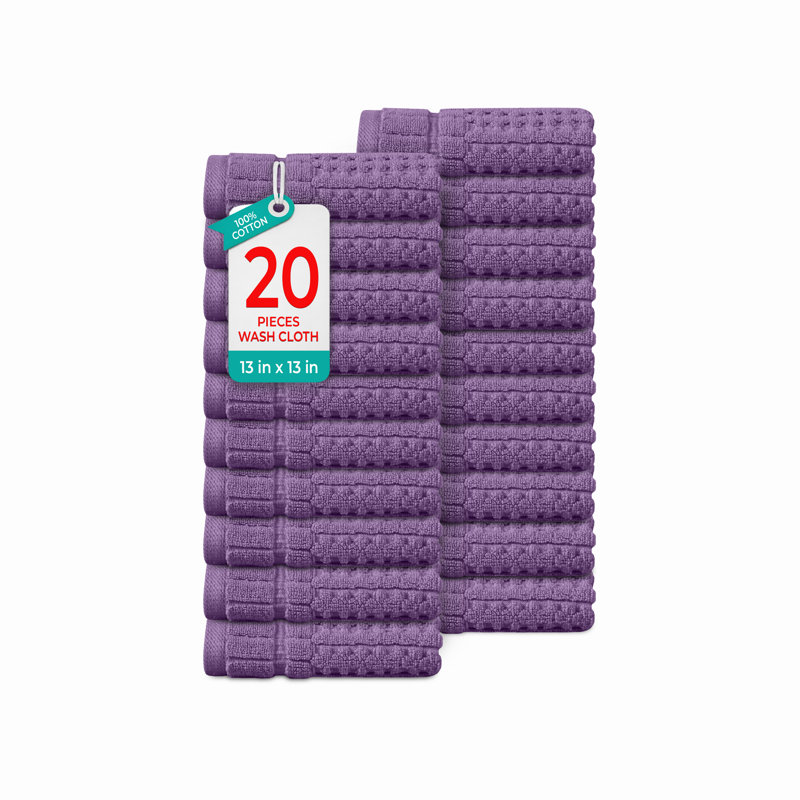 Ensemble de serviettes de toilette 20 pièces Willow - 100% coton peigné, qualité supérieure 630 g / m², mauve, ultra doux et très absorbant (20 serviettes de toilette)