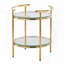 Table d'appoint Art Deco à plusieurs niveaux avec structure en métal doré et dessus en verre