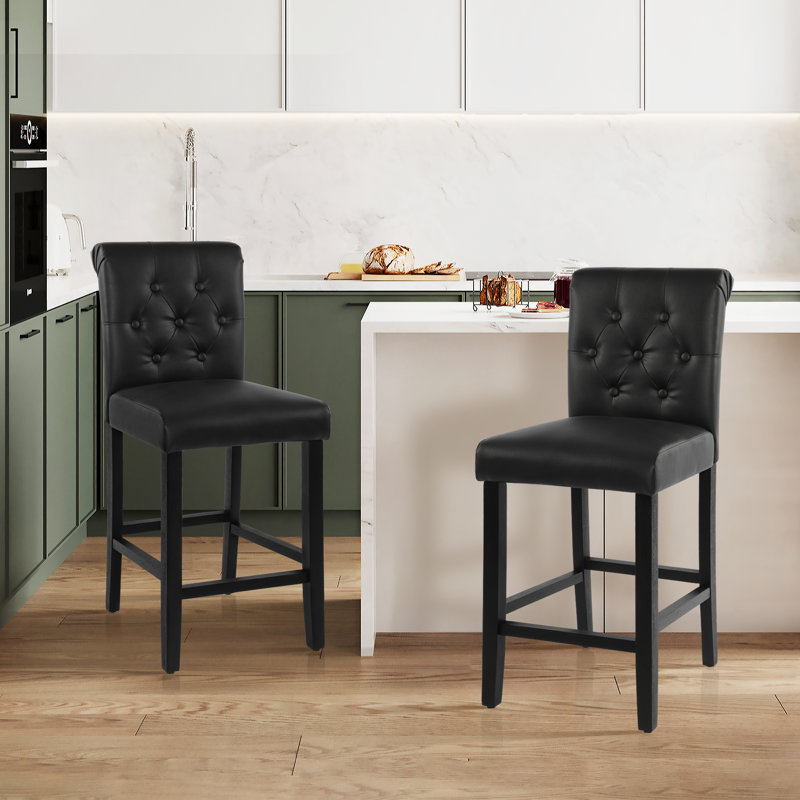 Tabouret de comptoir 25,25 po Burlison, Noir / similicuir