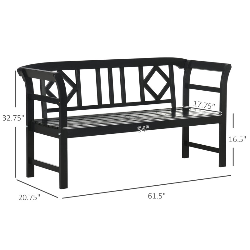 Banc de jardin en bois Hartner, 3 places, noir, Noir, noir, noir, noir