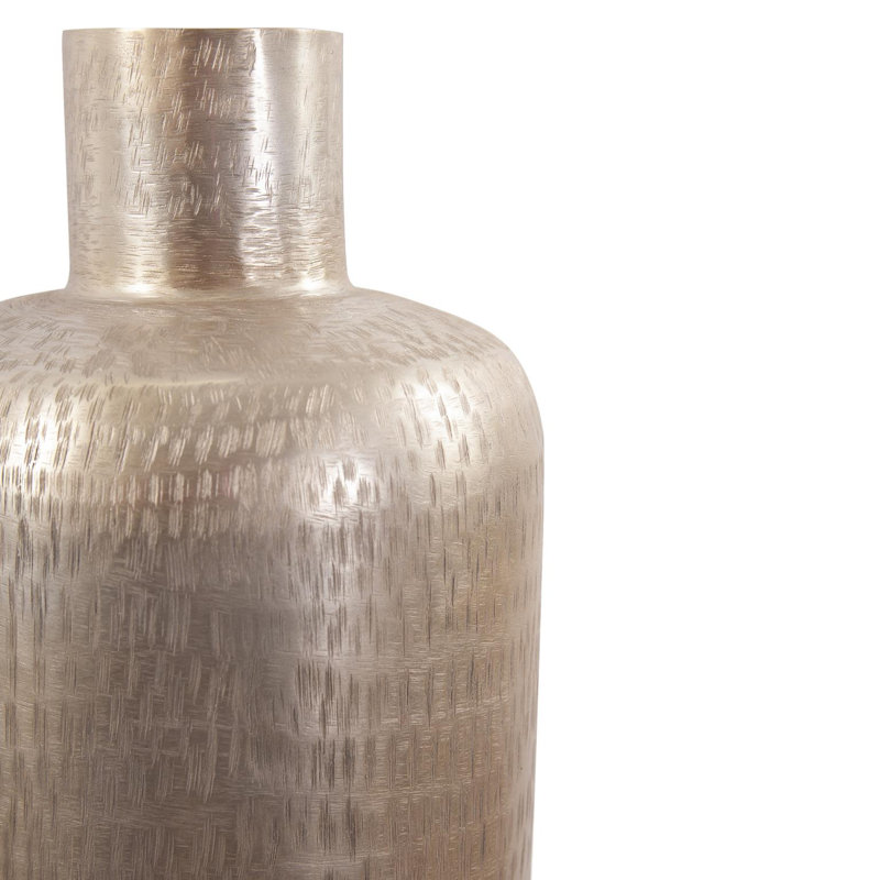 Etched Crossways Short Neck Bottle Vase- Large, Gold, 21.25" H x 8" W x 8" D