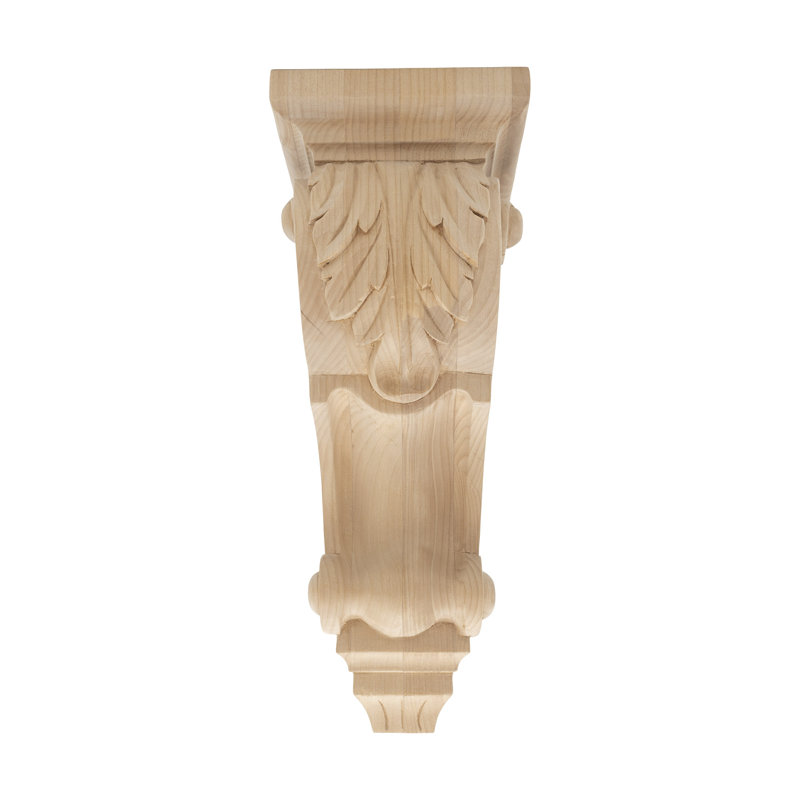 Hand Carved Alder Wood Acanthus Leaf Corbel, 12-1/2 x 5-1/8 x 5-3/8 inches