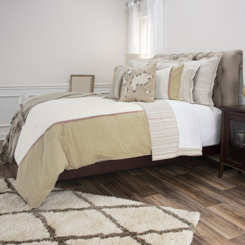 Ensemble de housse de couette en coton , Housse de couette grand et 2 taies décoratives