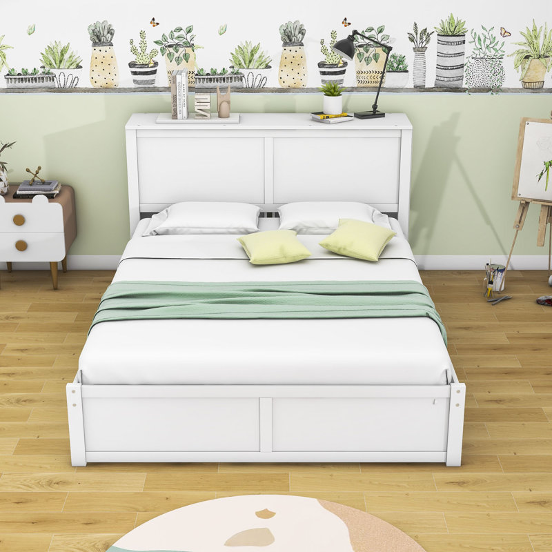 Lit plateforme simple avec tablettes et lit gigogne Deuno, Grand