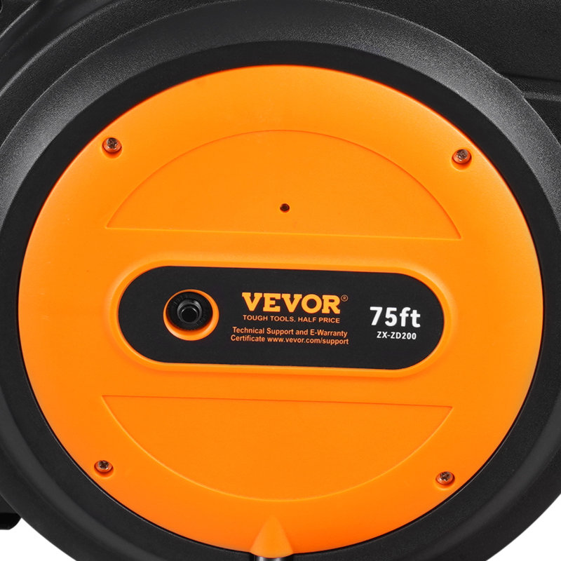 Retractable Extension Cord Reel Power Cord Reel 75FT, Orange/Black