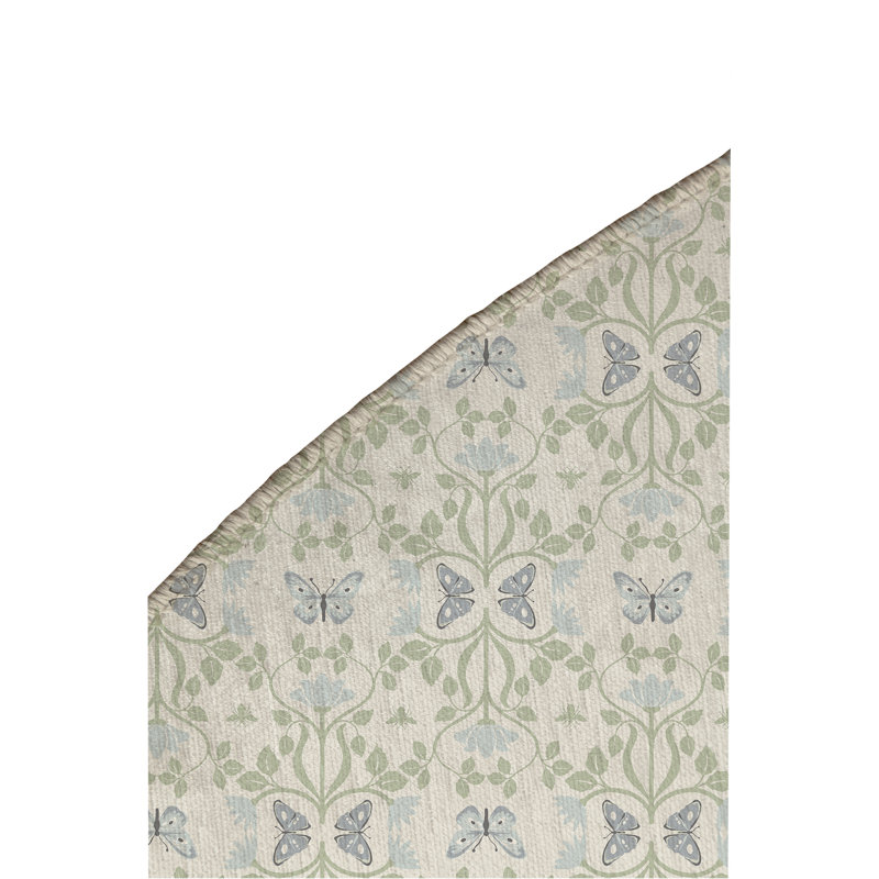 Tapis de jeu Bees & Butterflies, Ivoire/vert/bleu
