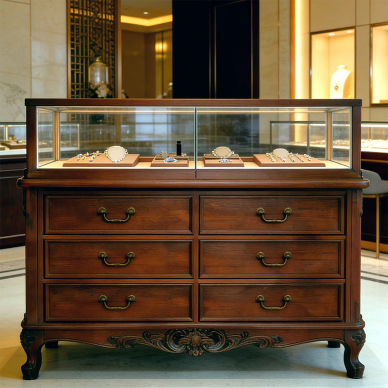 47.24 " W Pine Solid Wood and Glass Jewelry Armoire
