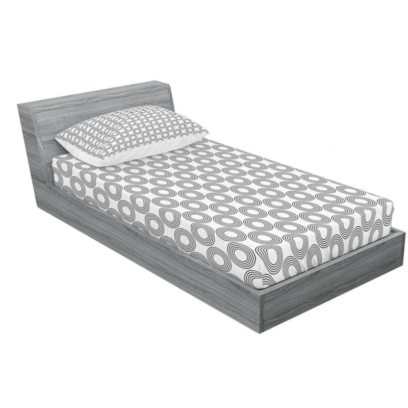 Microfiber Geometric Sheet Set, Twin Sheet Set with Fitted Sheet