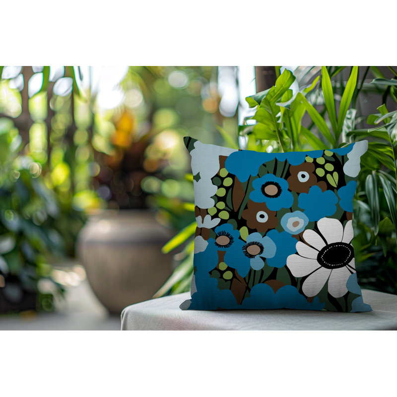 Coussin Maya, Carré 16 po, Turquoise