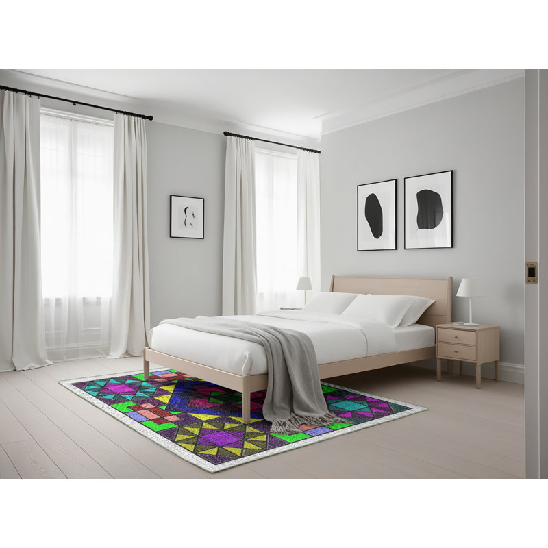 Tapis rouge / vert / mauve, Rectangle 5 pi x 7 pi