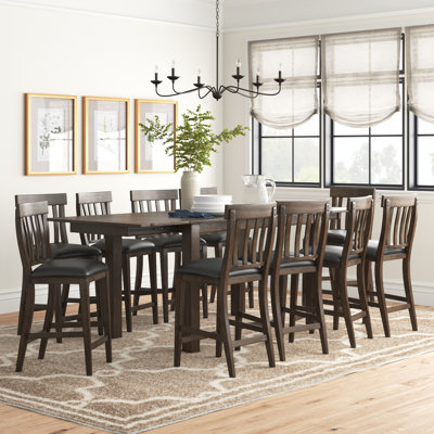 Schoenberg 11 Piece Counter Height Extendable Solid Wood Dining Set