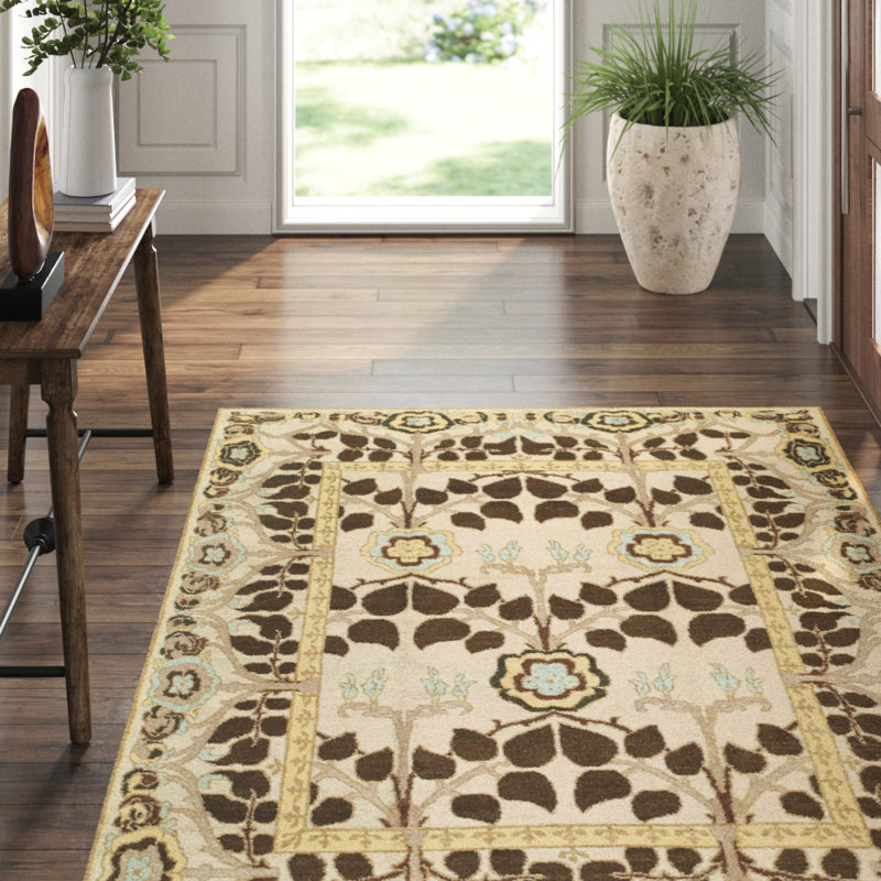 Inverness Wool Oriental Area Rug in Beige/Brown, Rectangle 6' x 9'
