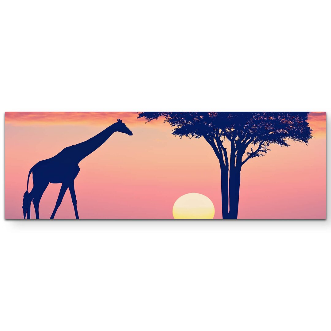 Leinwandbild Giraffe bei Sonnenntergang