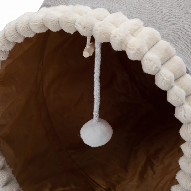 Lit pliable pour chat pour chat d'intérieur, tunnel lavable en peau de chat avec jouets suspendus et tapis de coussin