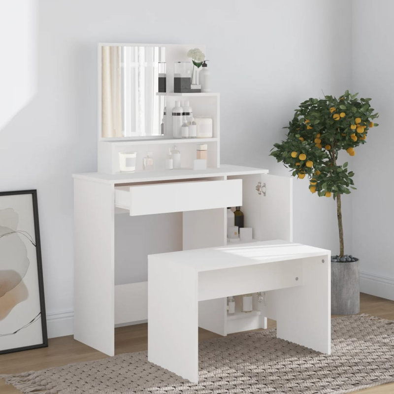Libaan Dressing Table with Mirror, White