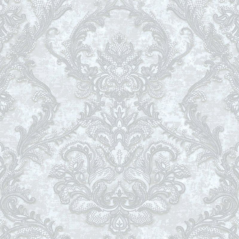 Rouleau de damas Shaneal, Blanc / argent
