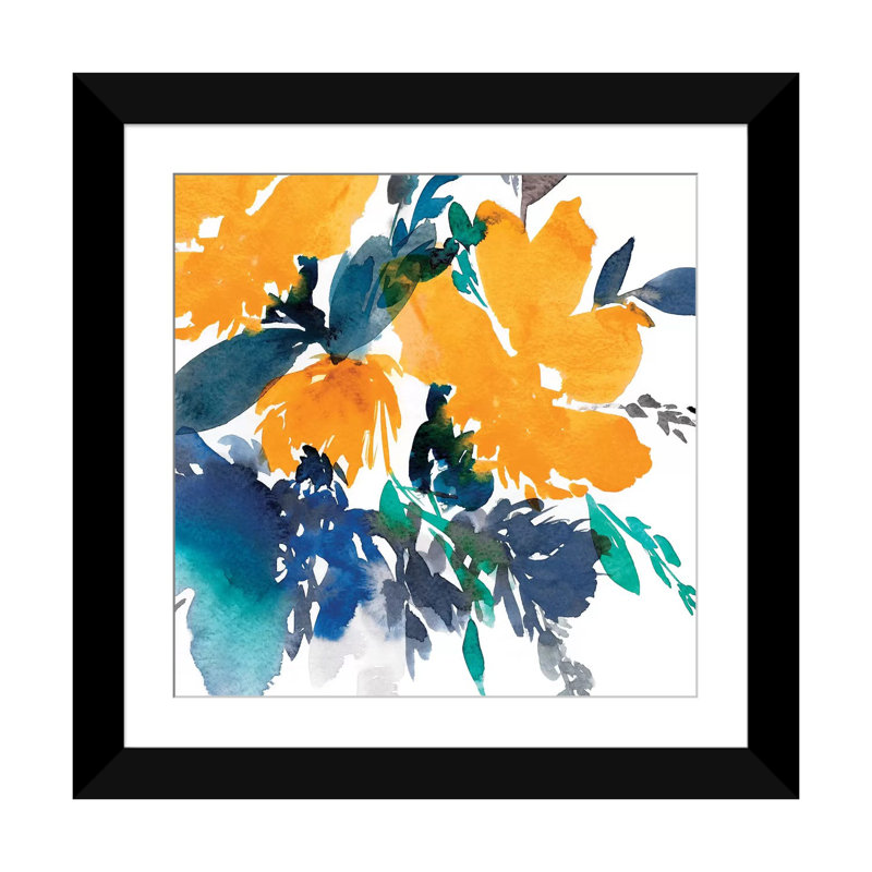 « fleur i », impression sur toile, H 16 po x l 16 po x P 1 po, Papier d'art encadré noir, Blanc