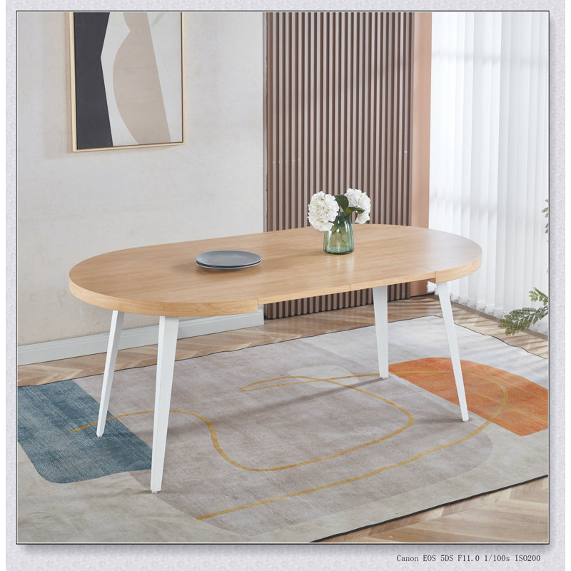 Table extensible en panneau de fibres à densité moyenne avec pieds en métal robustes, parfaite pour la salle à manger, le bureau et les pizzas