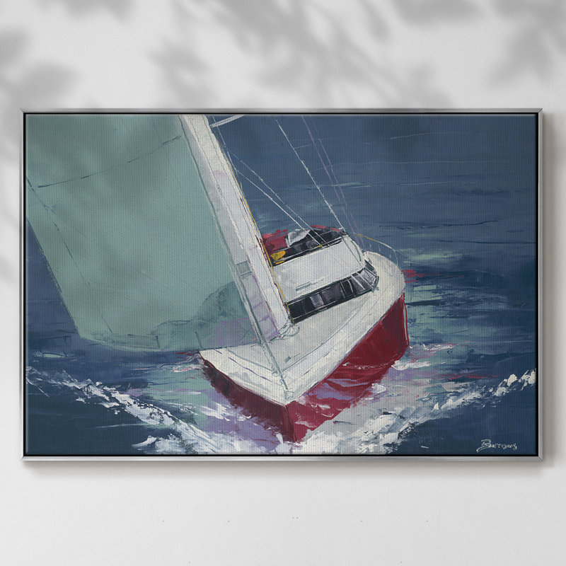 Day Sailing, reproduction d'art sur toile, Toile argentée avec cadre flottant, H 27 po x l 41 po x P 2 po