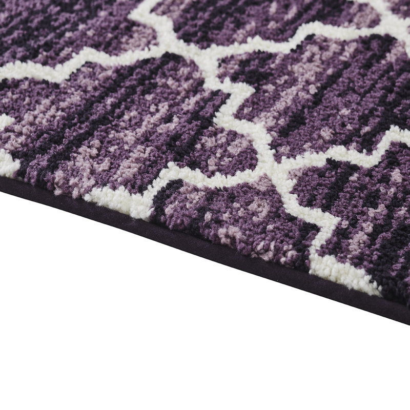 Nolynn Non-Slip Bath Rug, Purple, 2 PCs Set (17" x 24" | 24" x 40")