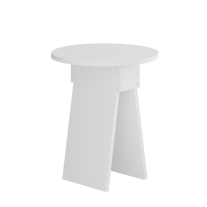 Chen Modern Side Table Minimalist with Round Top, White