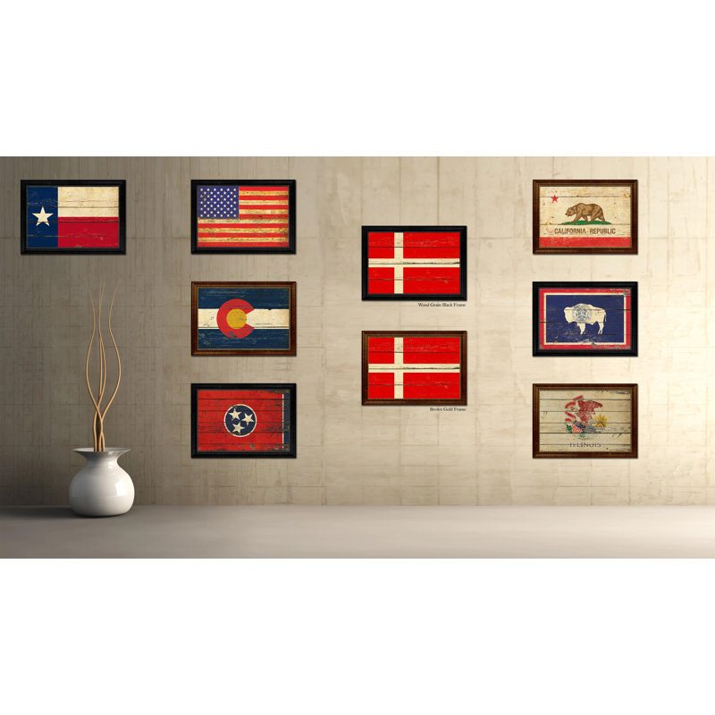 Impression sur toile, "denmark country flag", H 15 po x l 21 po x P 1 po, Encadrement noir