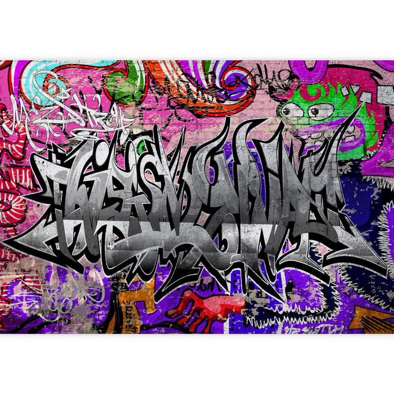 Papier peint coloré graffiti urbain texturé grand coloré 008, L 100 po x l 144 po
