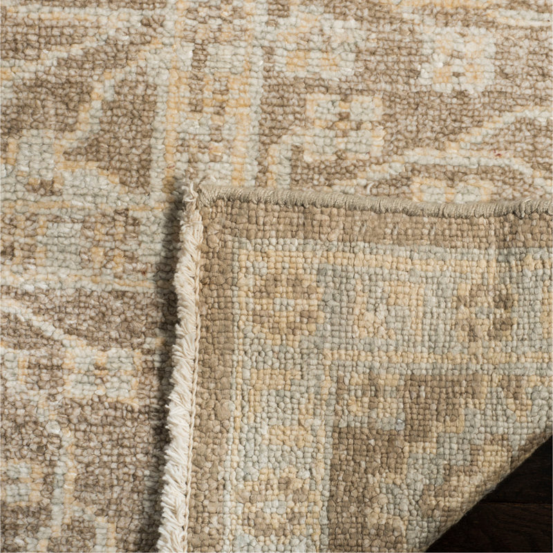Oushak Hand Knotted Viscose Rug, Rectangle 6' x 9''