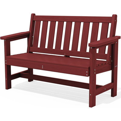 Outdoor Bench, HDPE Outdoor Benches Weatherproof, 2-Person Garden Bench With 660 Lbs Weight Capacity, Patio Benches For Outdoors, Garden, Porch, Backy