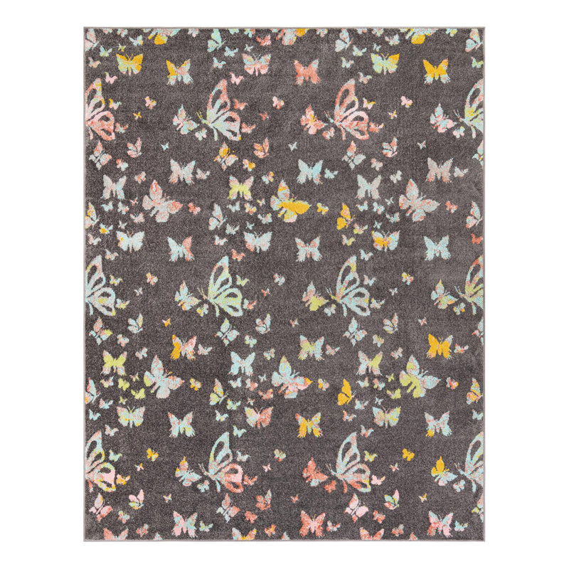 Unique Loom Butterflies Whimsy Kids Rug, Rectangle 7'10" x 10'