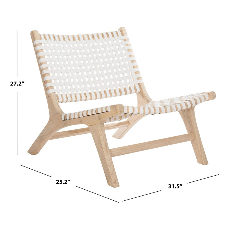 Millner Upholstered Side Chair, White Leather, Natural