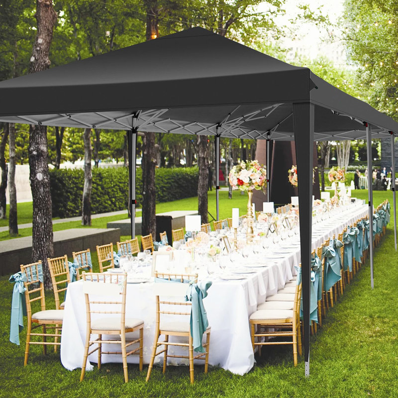 Tente d'auvent 10 x 30 avec 8 parois latérales et tente commerciale instantanée imperméable, Noir, noir, noir, noir
