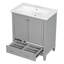 Ensemble de meuble-lavabo multifonctionnel avec portes et tiroir 30 po avec cadre et panneau de fibres à densité moyenne, gris
