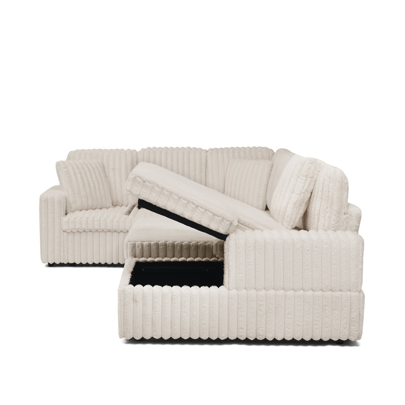 Canapé rembourré en velours Corduroy, Beige