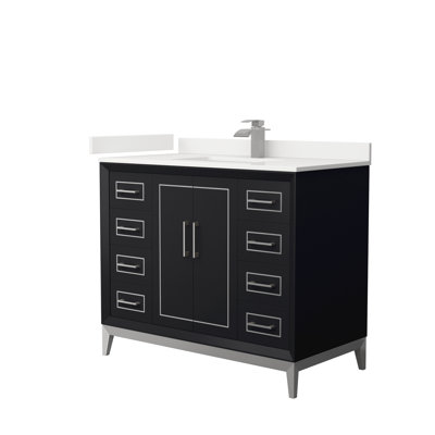 Meuble-lavabo sur pied simple avec comptoir en quartz 42 po Marlena