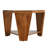 Hexagon Solid Wood Tempered Glass Coffee Table with Storage Shelf, Warm Natural