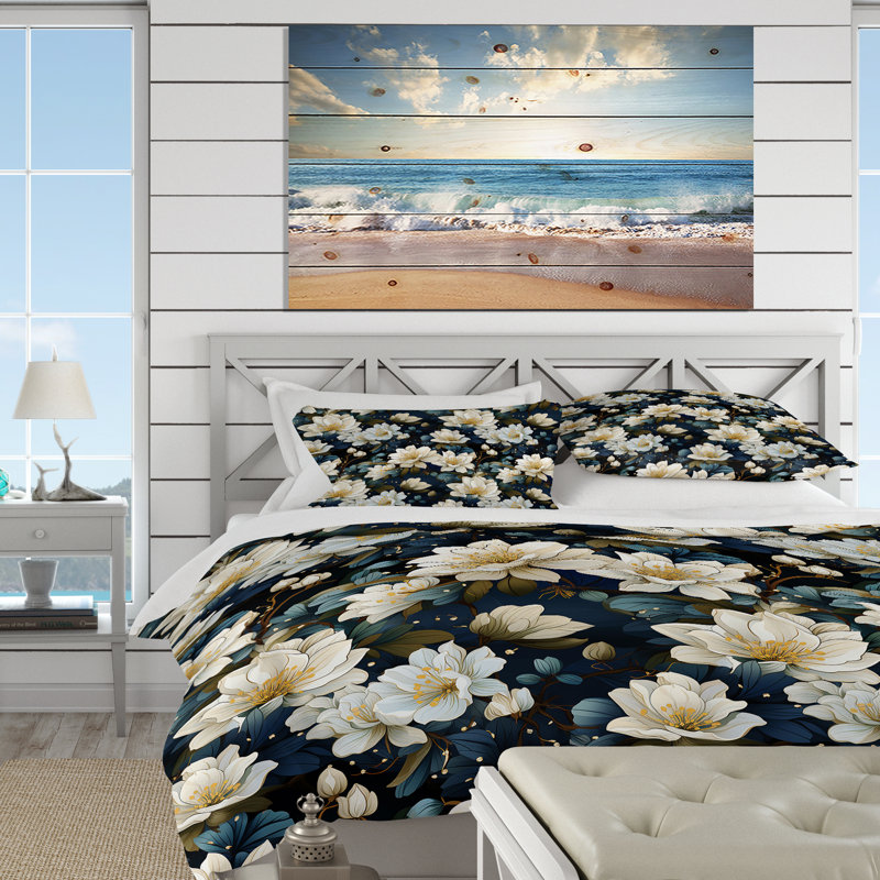 Ensemble de housse de couette blanc et bleu, Housse de couette pour très grand lit et 2 très
