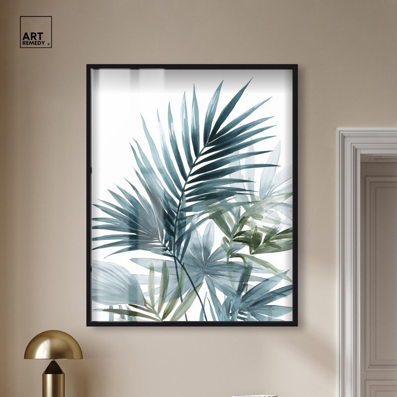 Décoration murale de salle de bain Deepwater Leaves II par Art Remedy, cadre noir, 36 x 45, H 46 po x l 37 po, Cadre noir